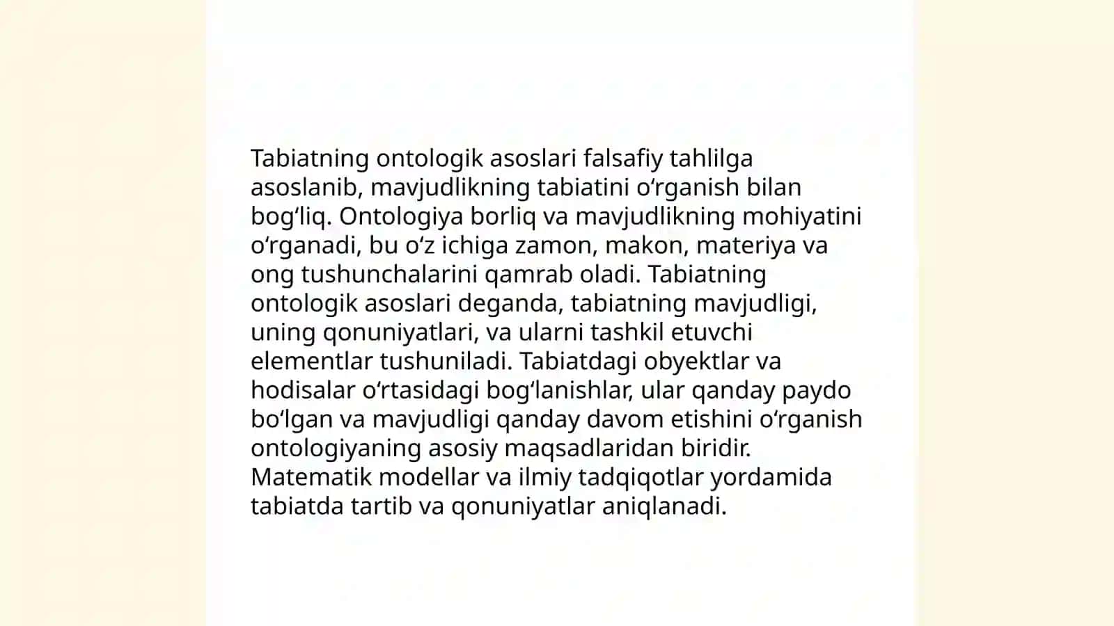 Ontologiya va tabiat falsafasi 4