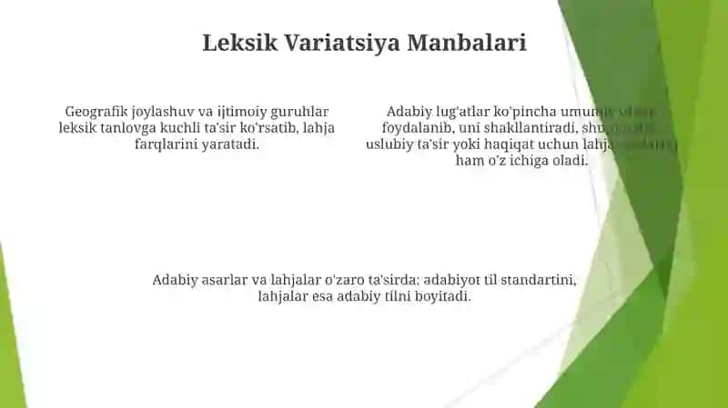 Reja: Munosabat murakkab: lahja so'zlari adabiy tilga ta'sir qilishi va adabiy til lahja shakllarini standartlashtirishi yoki kodifikatsiyasi mumkin 4