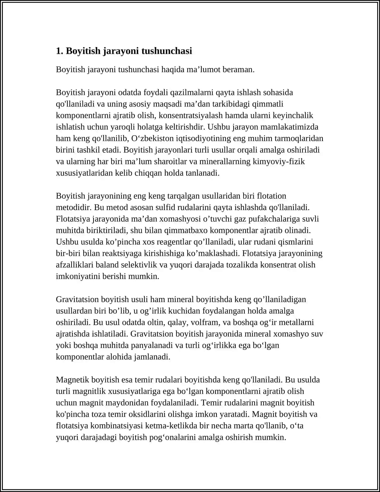 BOYITISHNING ASOSIY JARAYONI HAQIDA MA'LUMOT, BOYITISH USULLARI 4