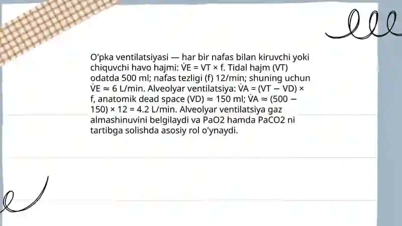 Nafas fiziologiyasi. Qonda gazlarni tashilishi 4