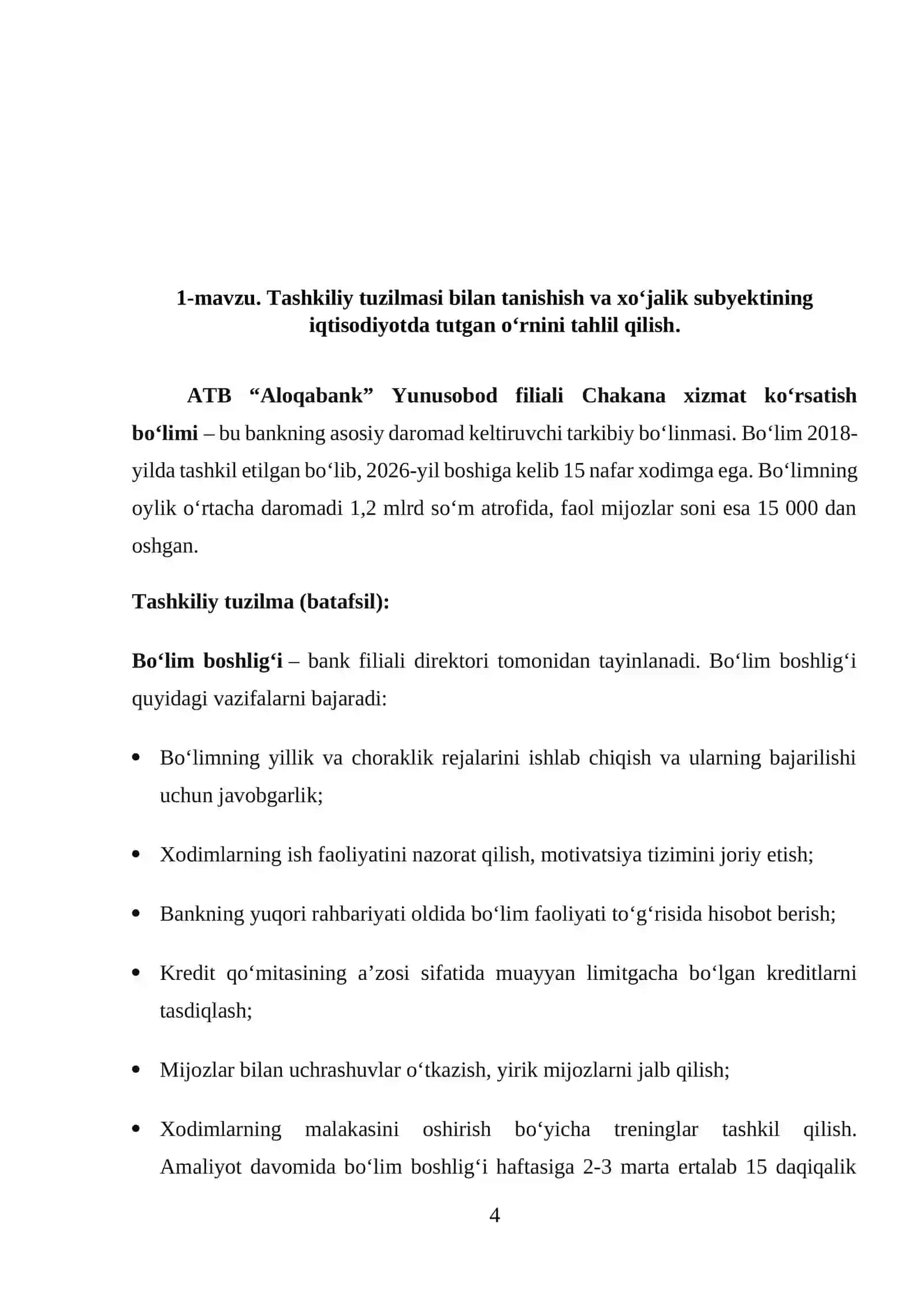 “Aloqa bank” ATB Yunusobod filiali 4