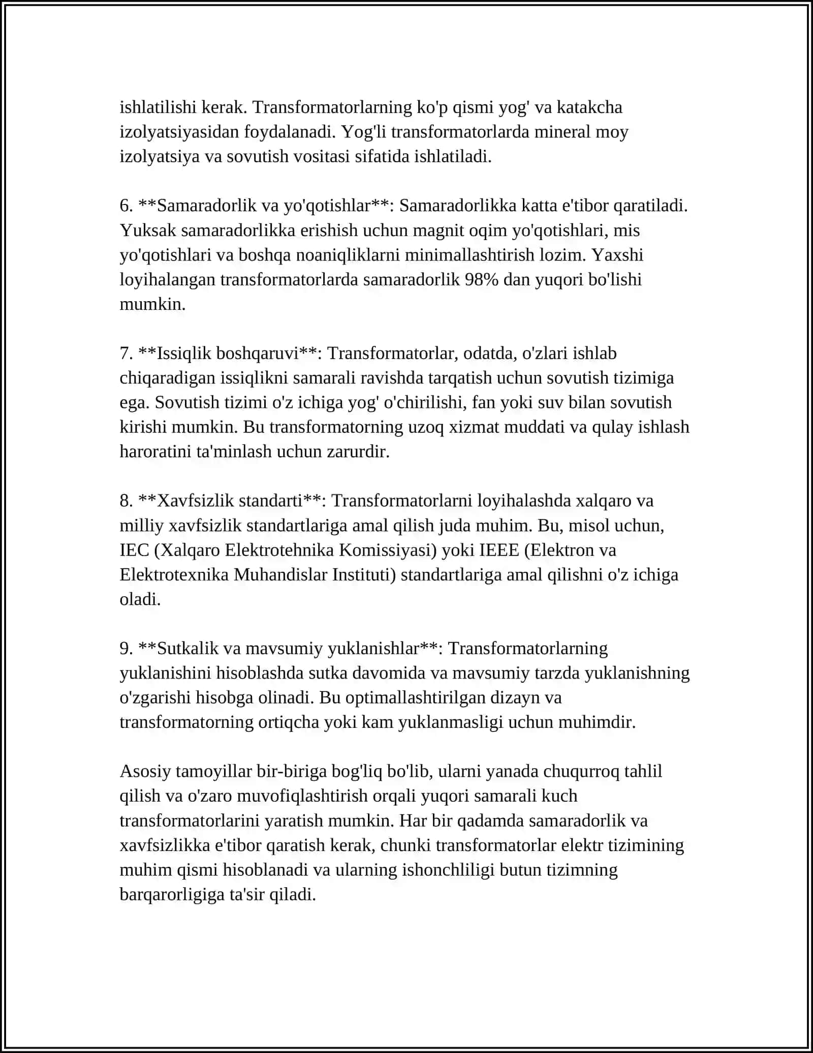 Kuch TRANSFORMATORLARINI LOYIHALASH 4