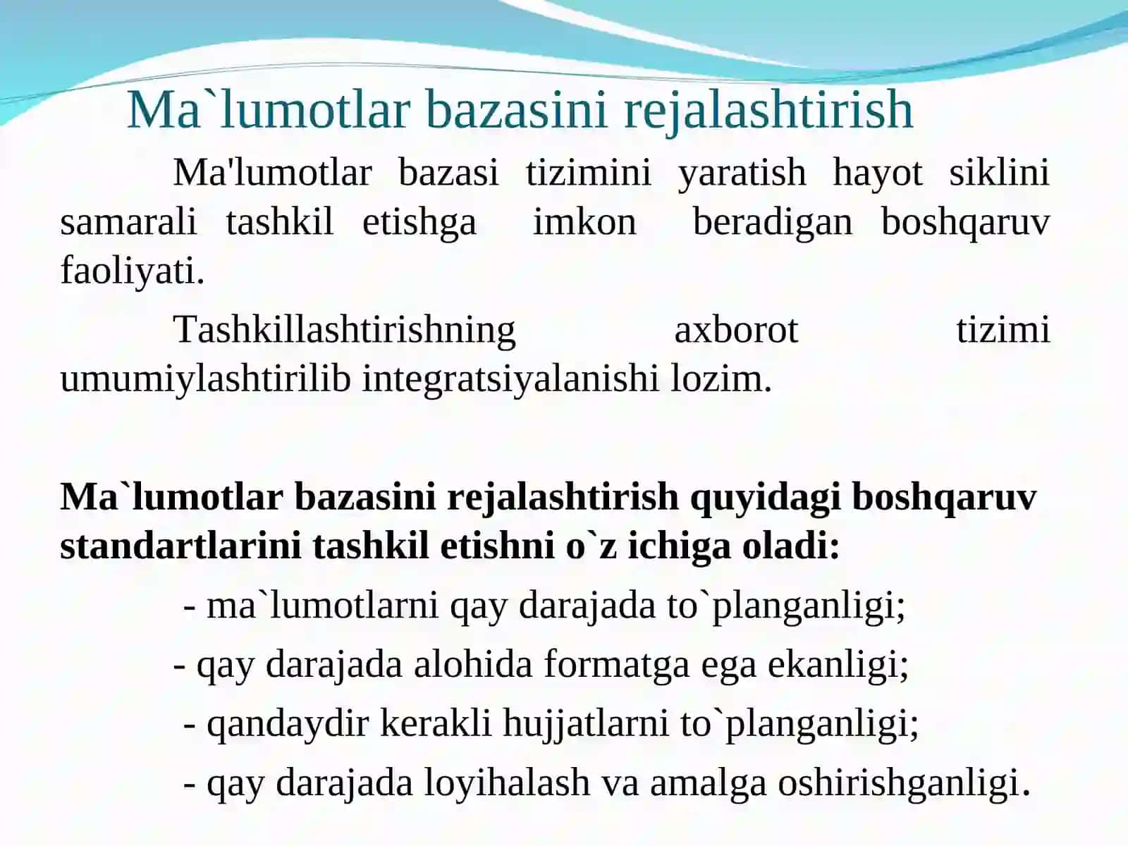 Ma`lumotlar bazasini ishlab chiqish 4
