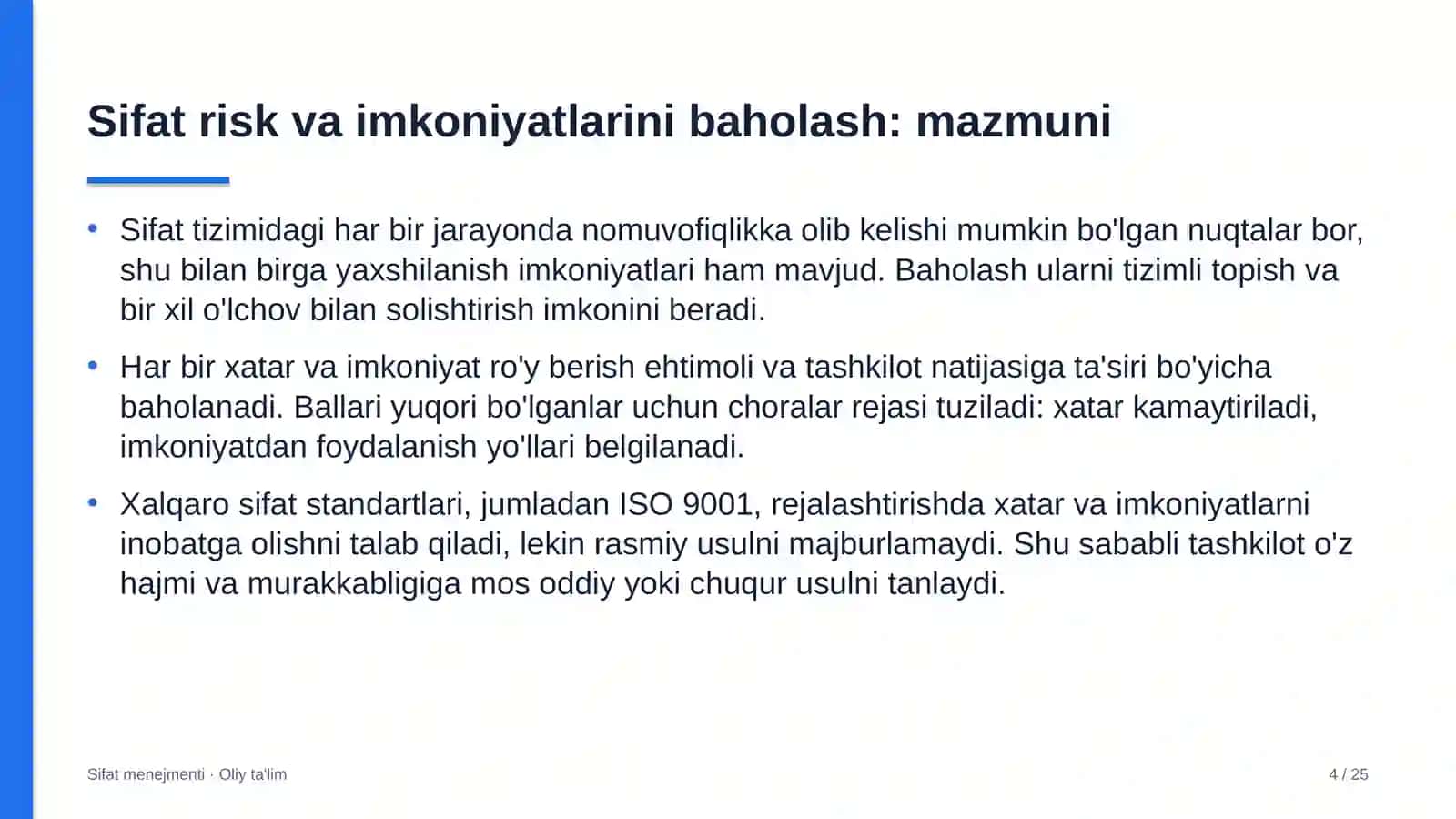 yoga studiyalarida sifat bilan bog'liq risk va imkoniyatlarni baholash 1283 4