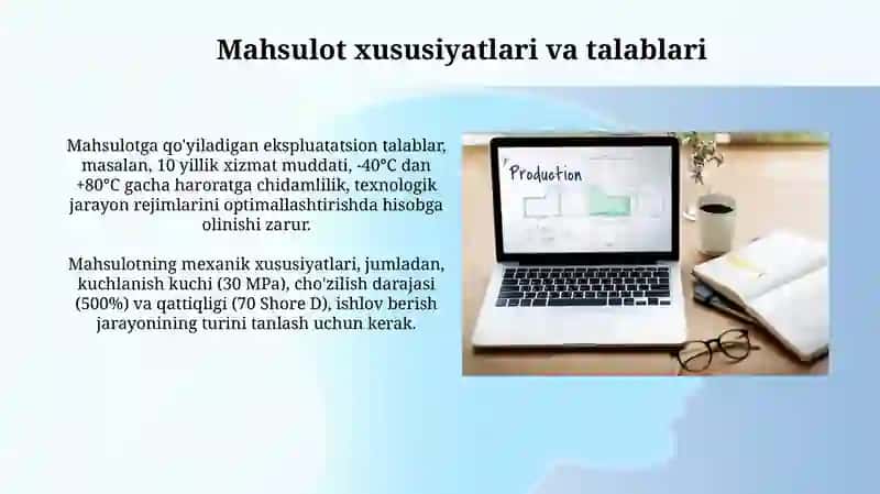 Texnologik jarayonlarini loyihalash uchun boshlang'ich ma'lumotlar 4