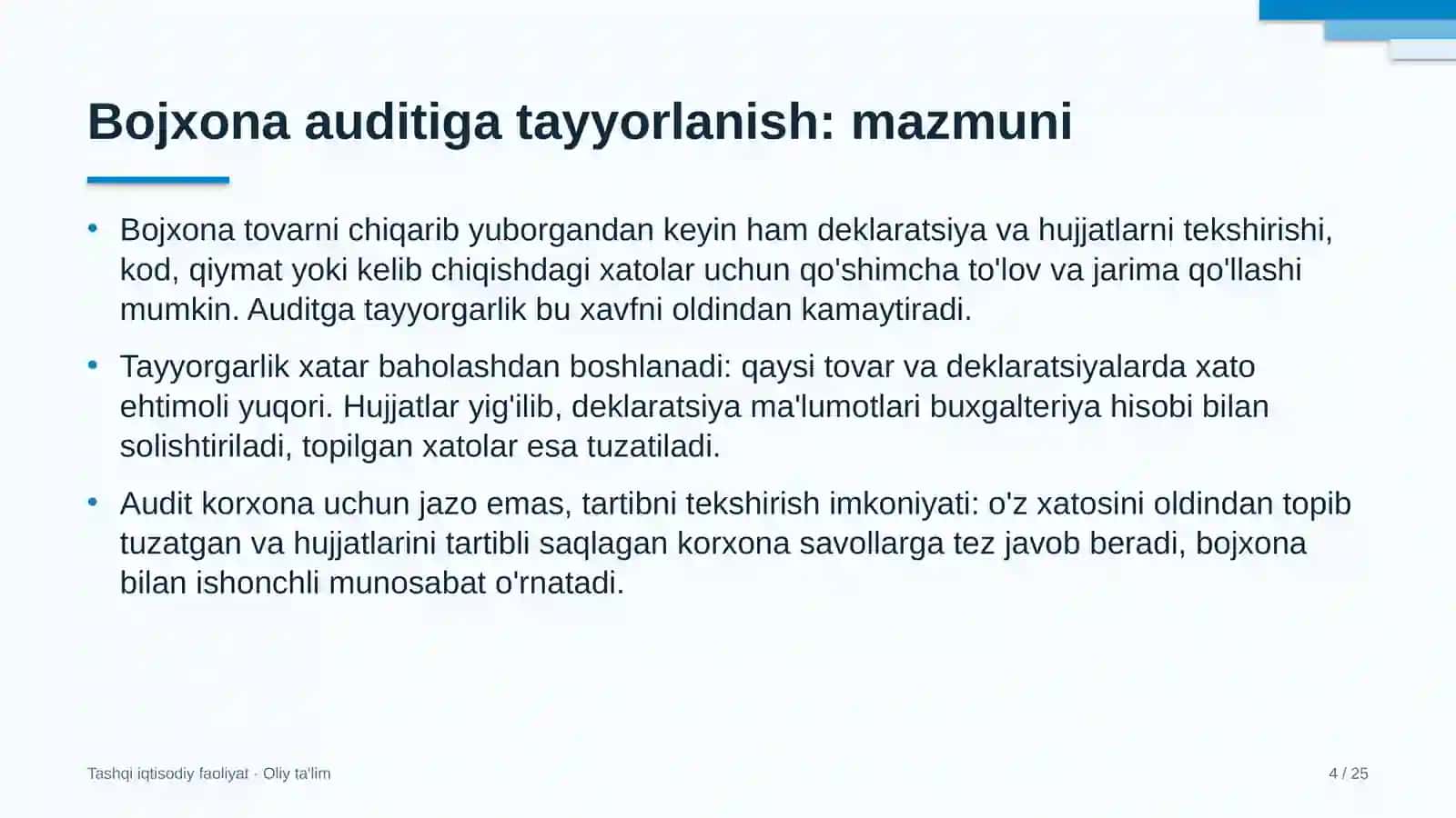 choyxonalarda bojxona auditiga tayyorlanish 7295 4
