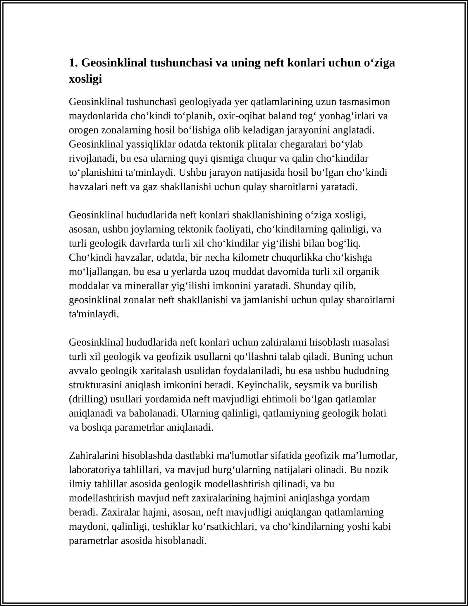 GEOSINKLINA TURDAGI NEFT KONLARINING ZAHIRALARINI HISOBLASH 4
