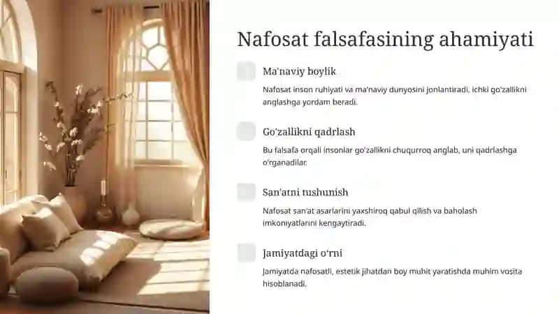 Nafosat falsafasi: Estetika 4