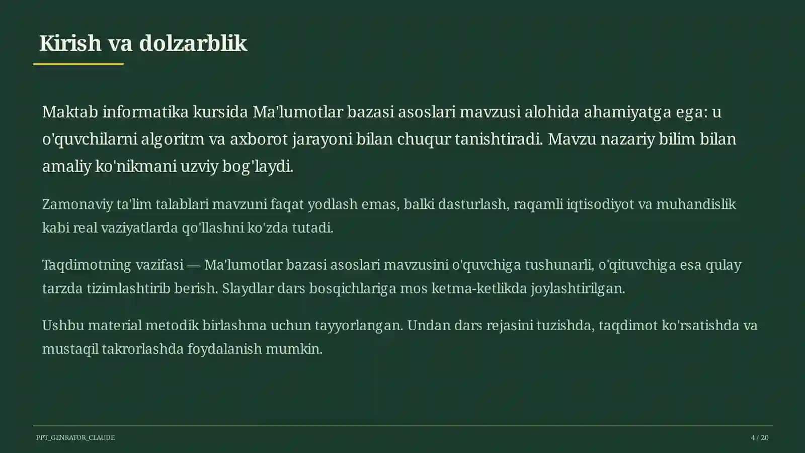 Ma'lumotlar bazasi asoslari (9-sinf) 4