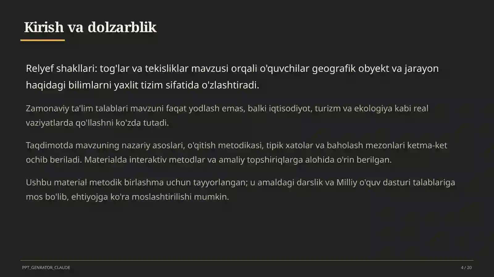 Relyef shakllari: tog'lar va tekisliklar (5-sinf) 4