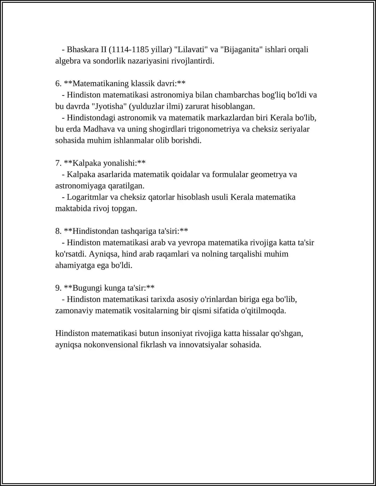 HINDISTON VA ISLOM DUNYOSINING MATEMATIK ILMGA QO`SHGAN HISSASI 4