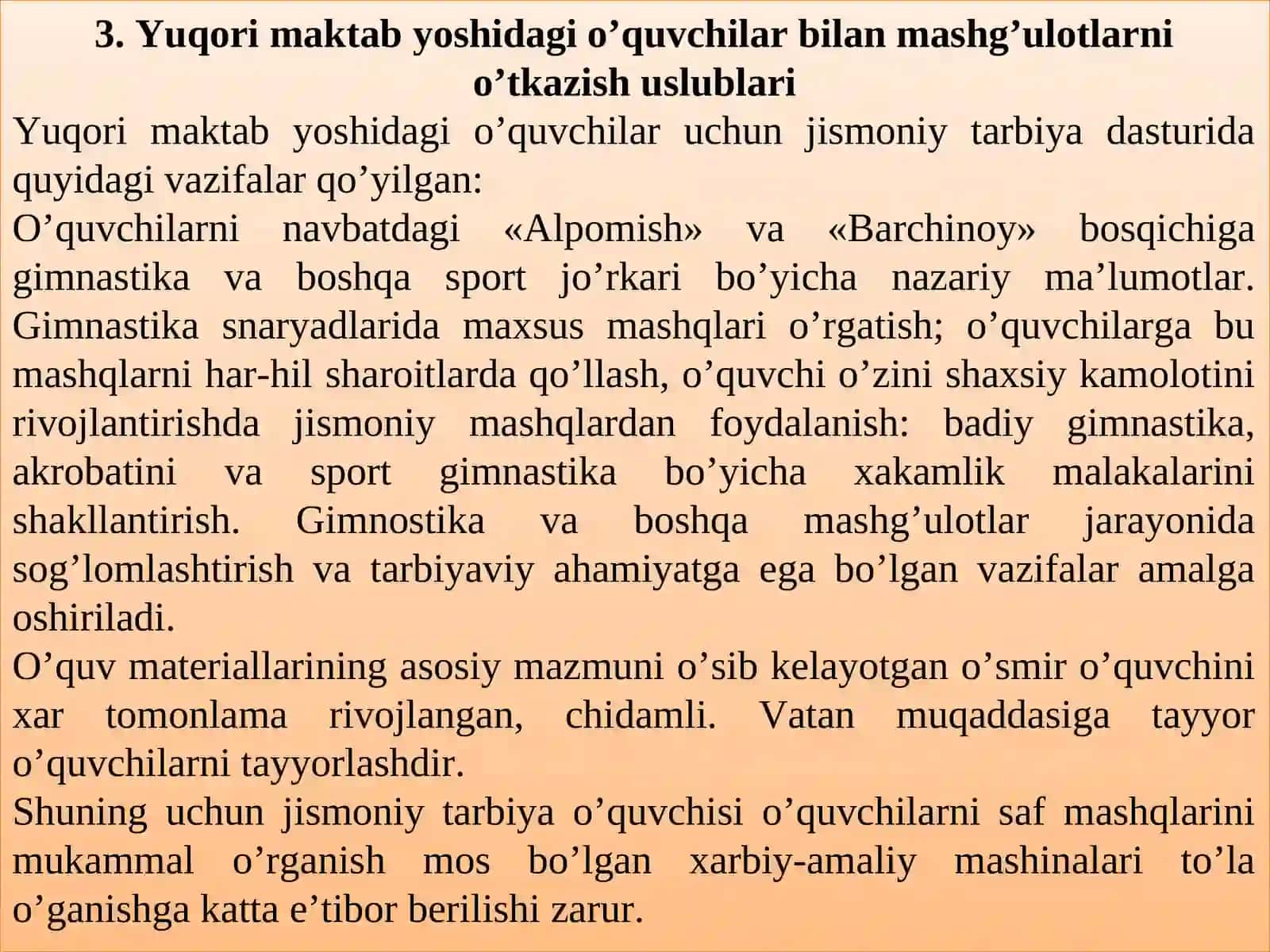 MAKTABDAMASHG’ULOTLARNING MAZMUNIVAUNITASHKILLASH 4