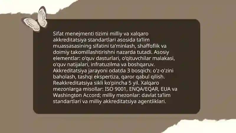 Ta’lim muassasasi menejmenti. Xalqaro baholash dasturlari 4