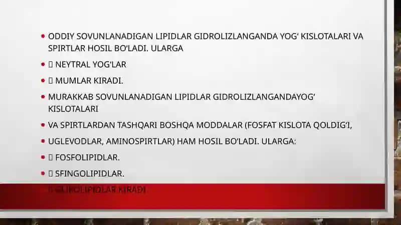 Lipidlar klassifikatsiyasi 4