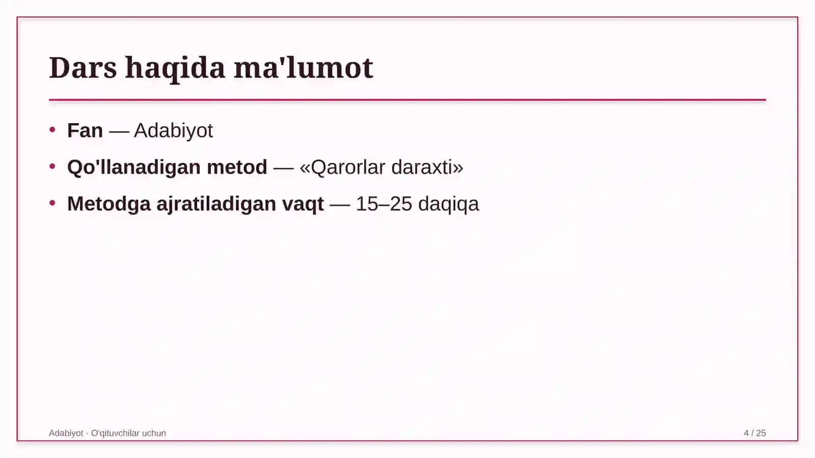 adabiyot darslarida qarorlar daraxti metodidan foydalanish 4496 4