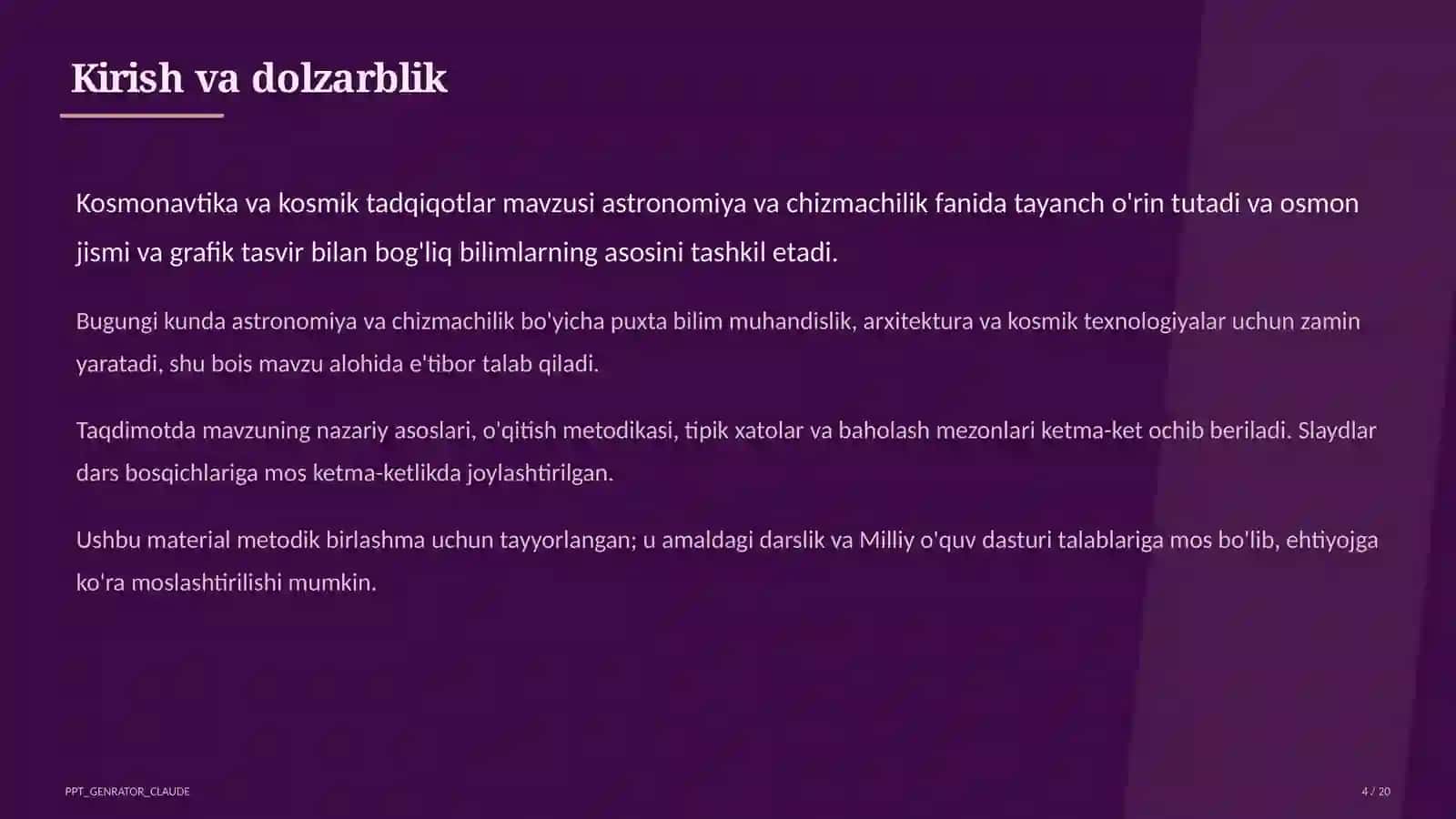 Kosmonavtika va kosmik tadqiqotlar (11-sinf) 4