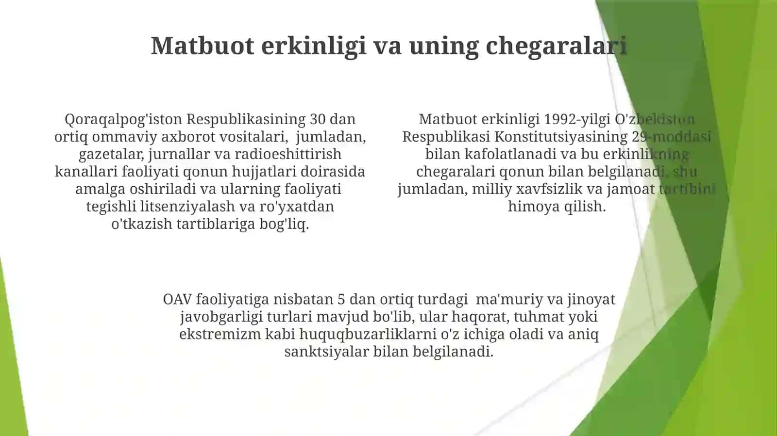 Ommaviy axborot vositalarining faoliyatining huquqiy asoslari 4