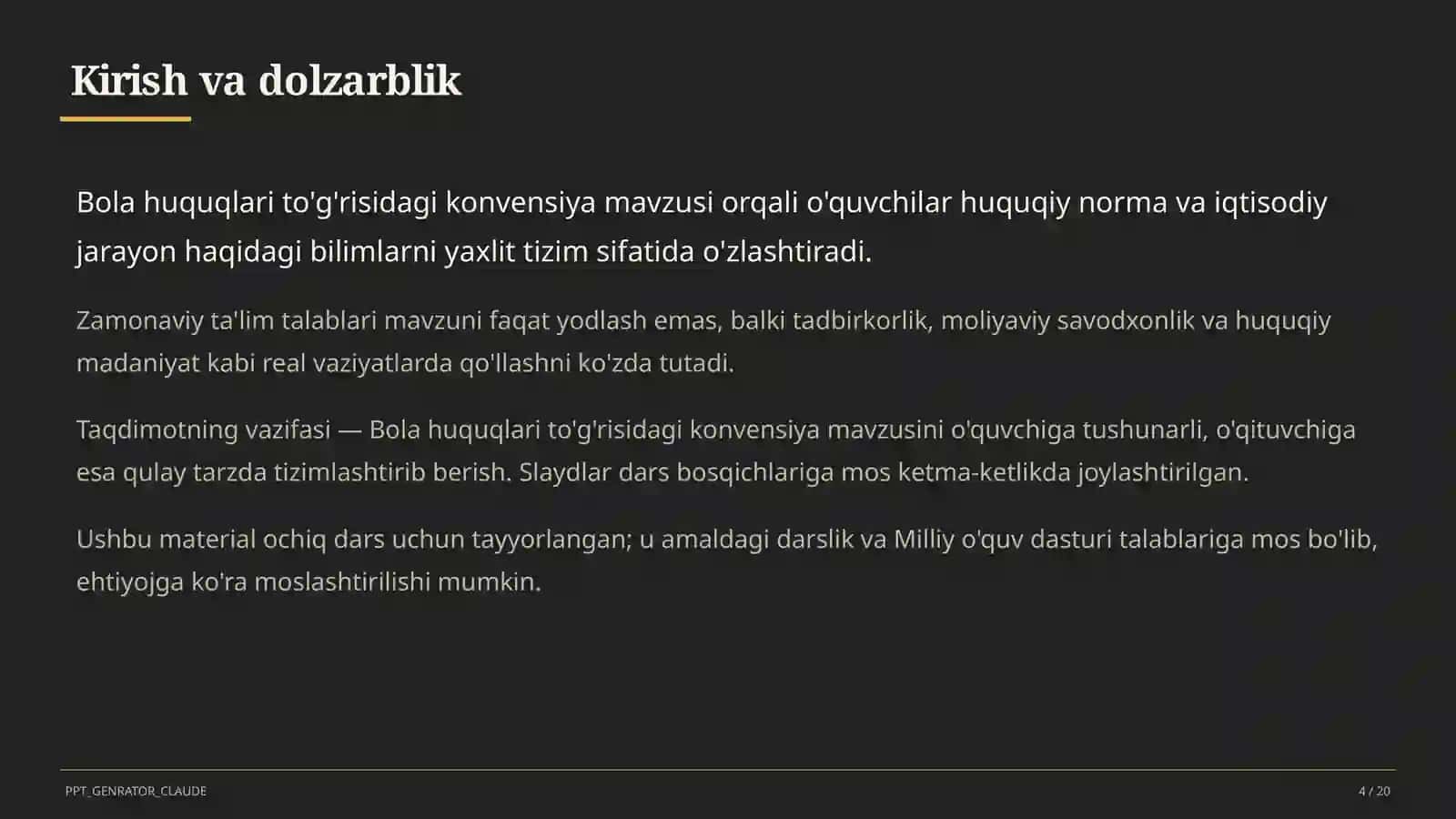 Bola huquqlari to'g'risidagi konvensiya (9-sinf) 4