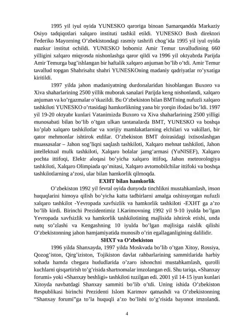 O’zbekiston va Jahon Hamjamiyati 4