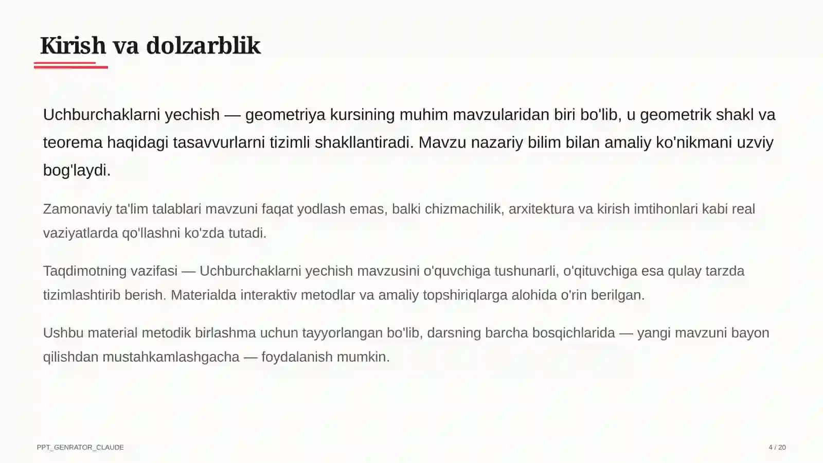 Uchburchaklarni yechish (9-sinf) 4