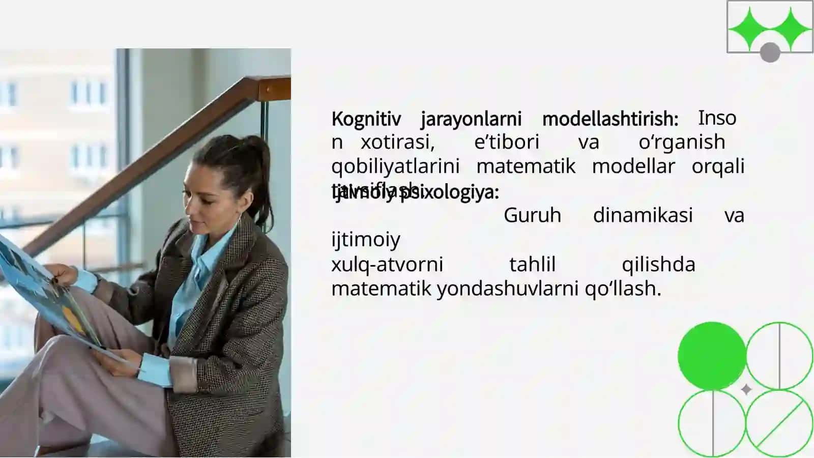 Psixologiyada matematik metodni qo'llash bo'yicha O.V.Mitina tomonidan 4