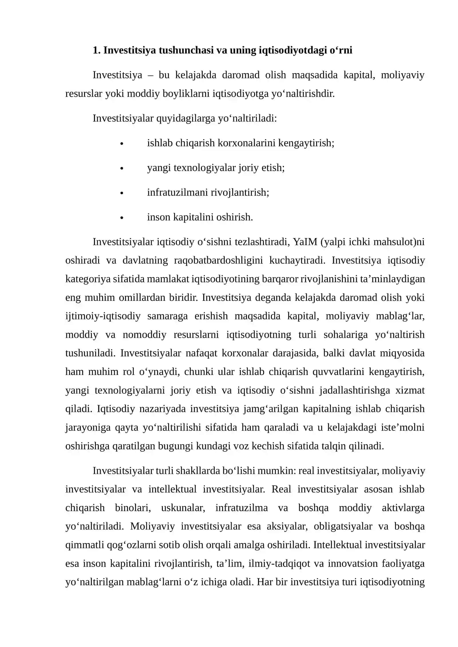INVESTITSIYA HAJMIGA TA’SIR ETUVCHI OMILLARNI EKONOMETRIK TAHLIL QILISH 4