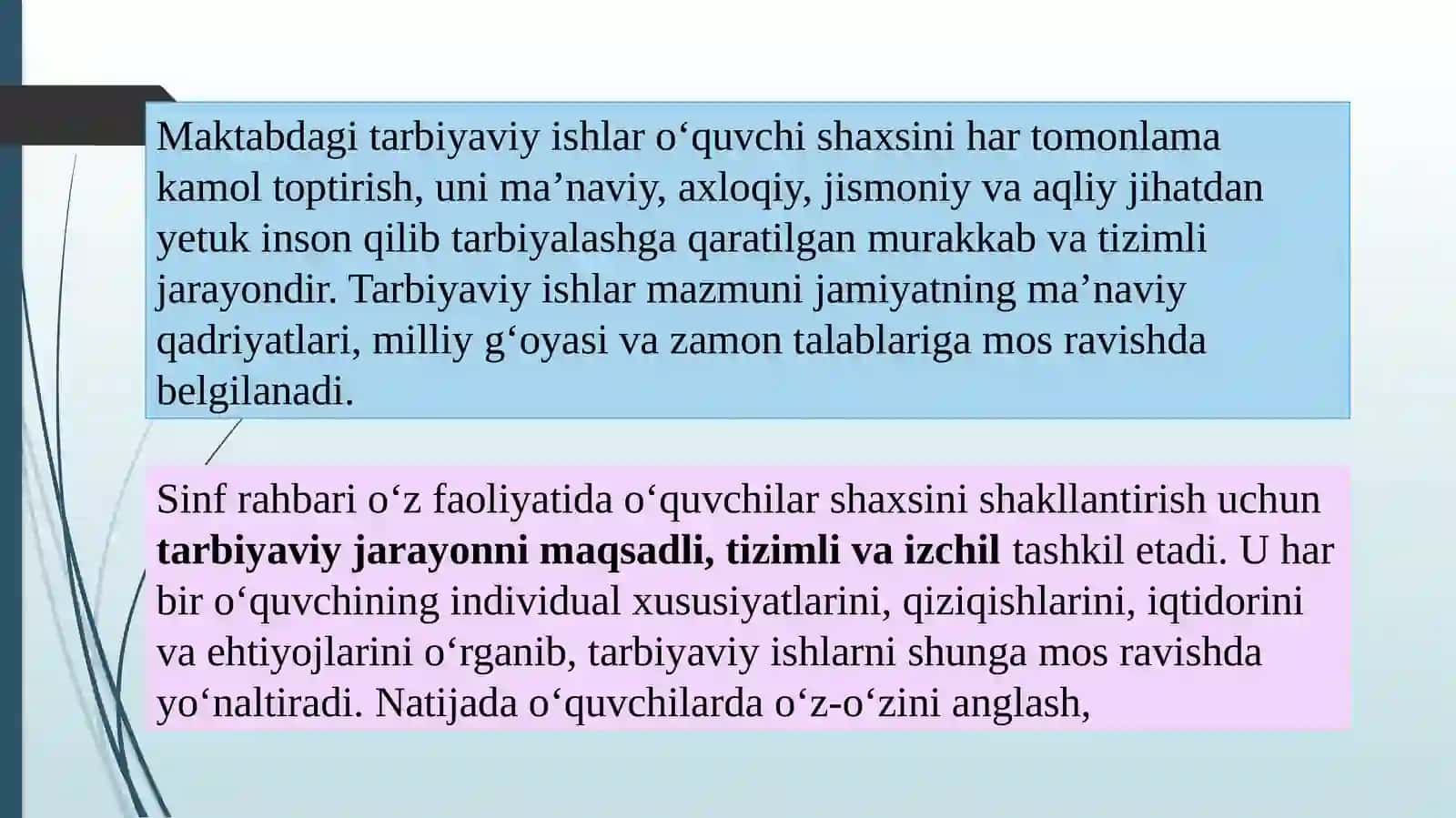 Maktabdagi tarbiyaviy ishlar tizimida sinf rahbari ishini takomillashtirish 4