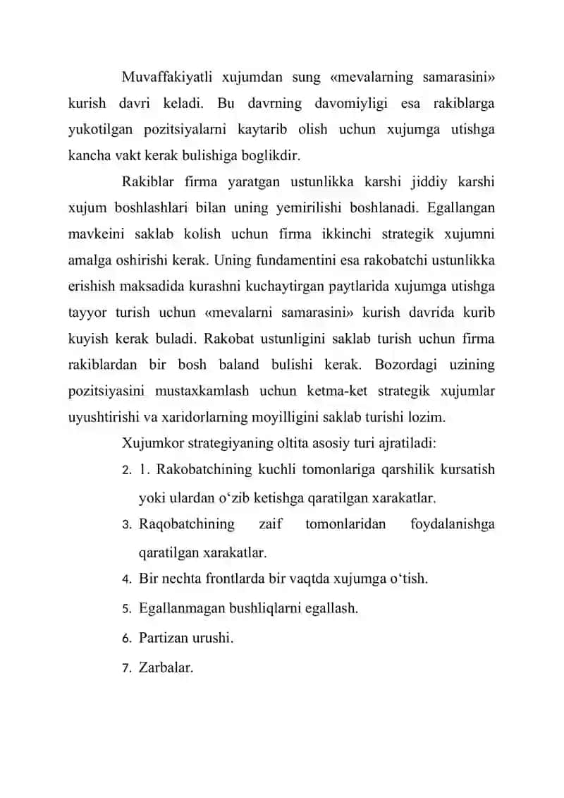 Raqobatchilikning umumiy strategiyalari 4
