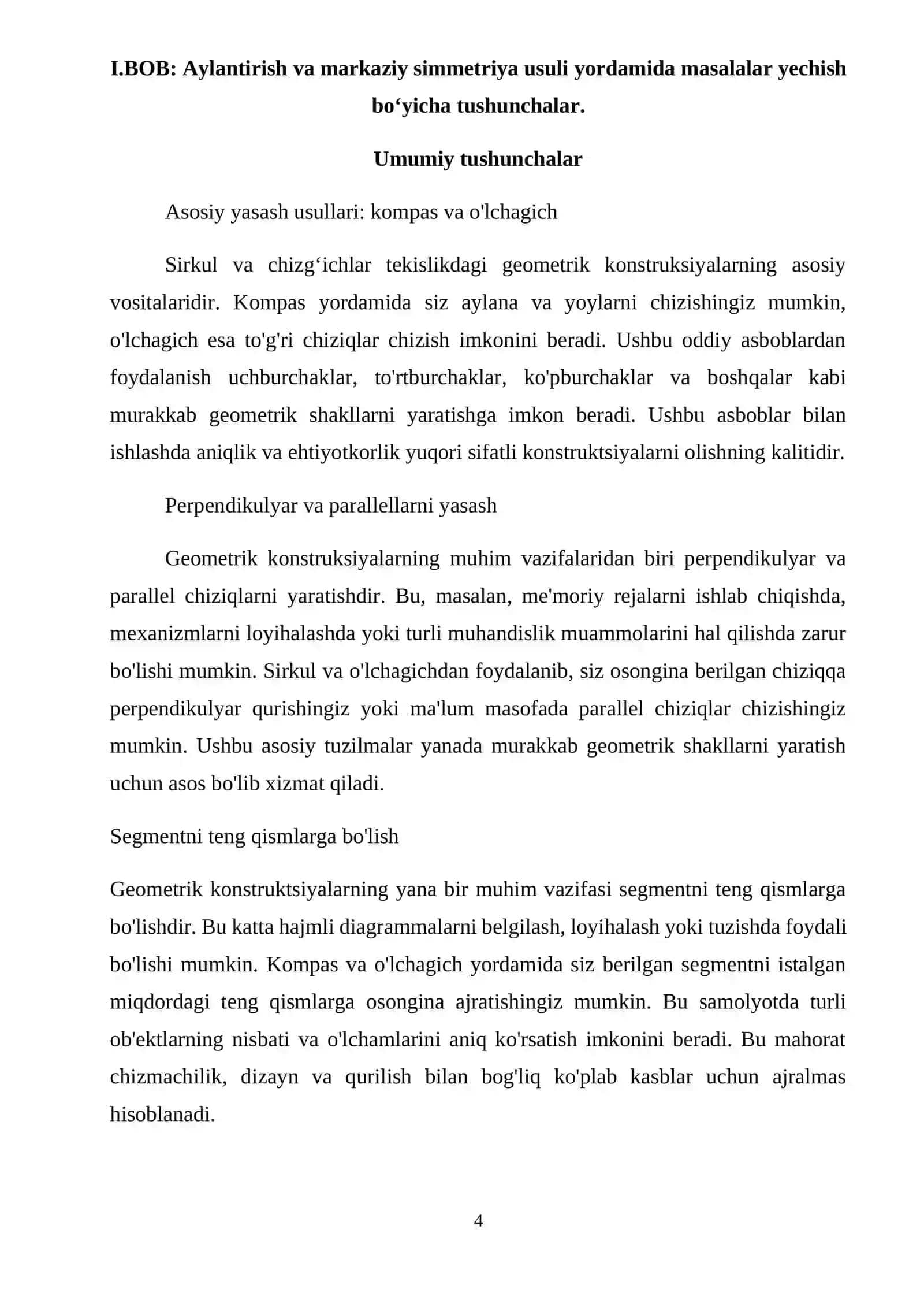 KURS ISHI - Tekislikdagi geometrik yasashlarda foydalaniladigan metodlar 4