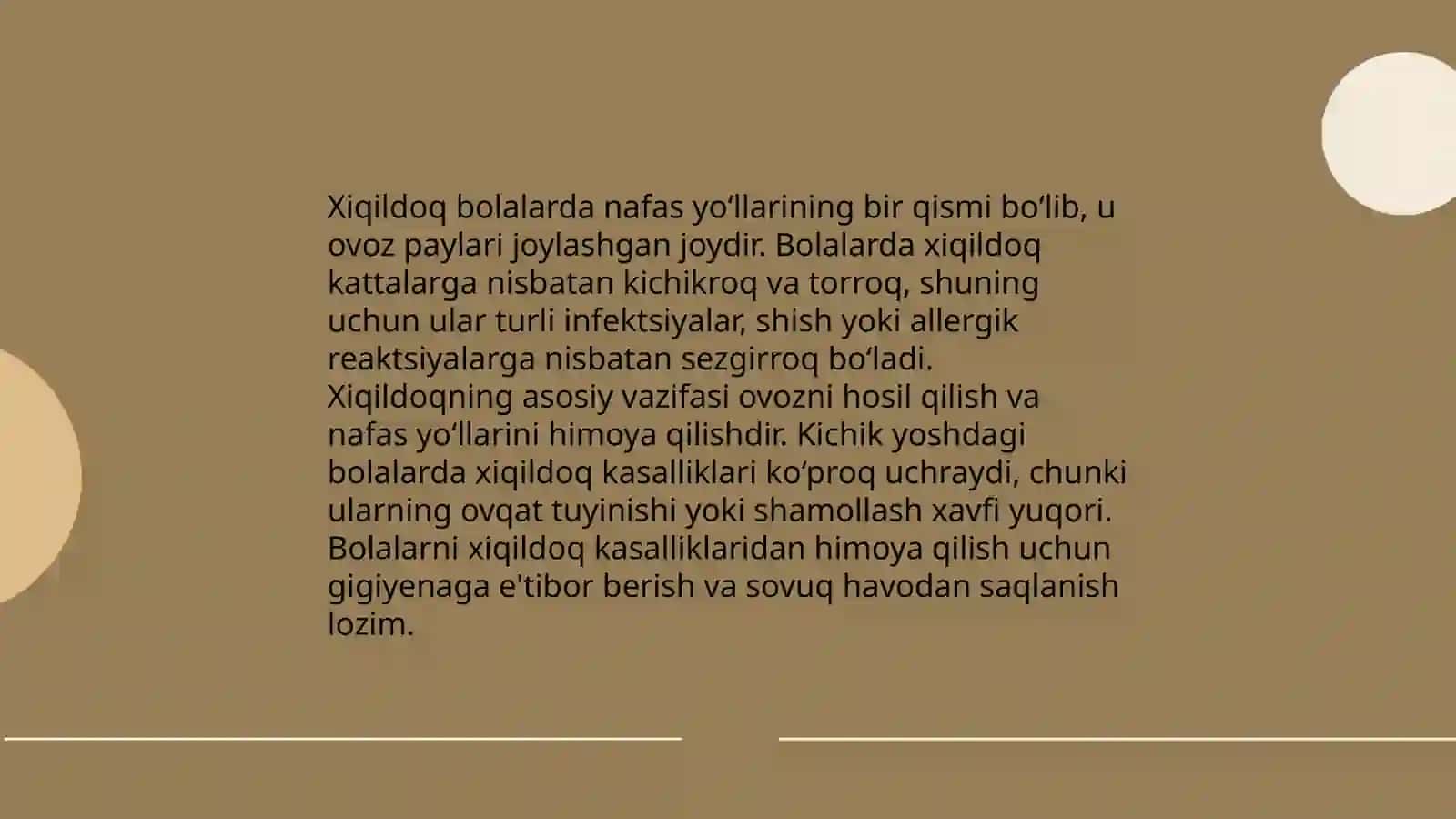 Xiqildoqning bolalarda klinik, anotamik va fiziologik o’ziga xosligi. Zamonaviy tekshirish usullari 4