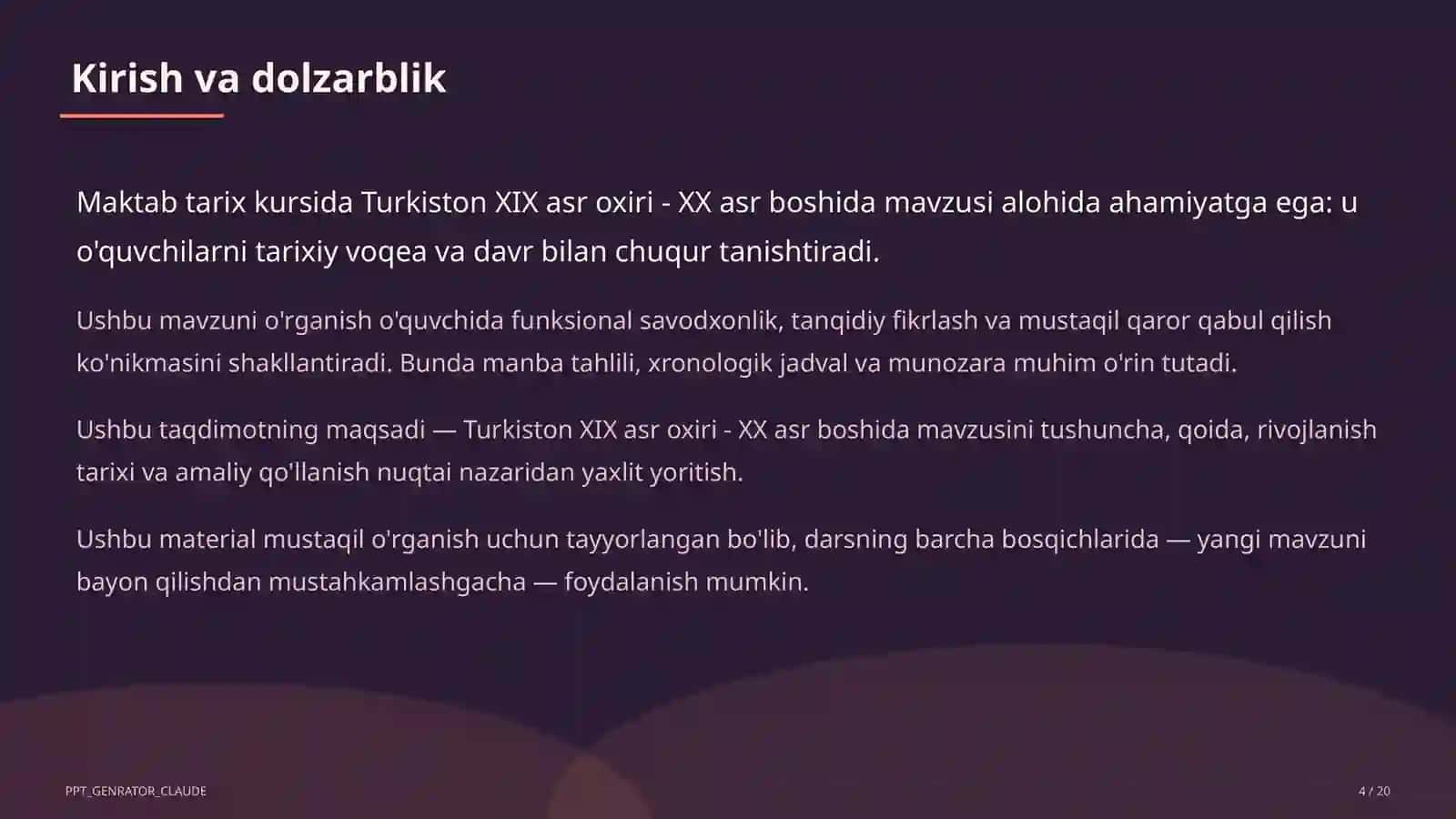 Turkiston XIX asr oxiri - XX asr boshida (9-sinf) 4