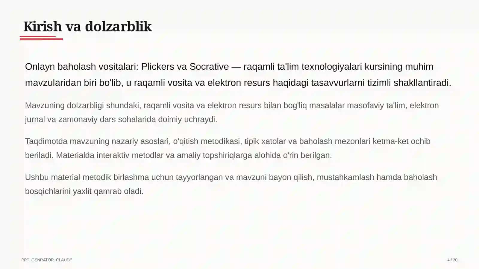 Onlayn baholash vositalari: Plickers va Socrative 4