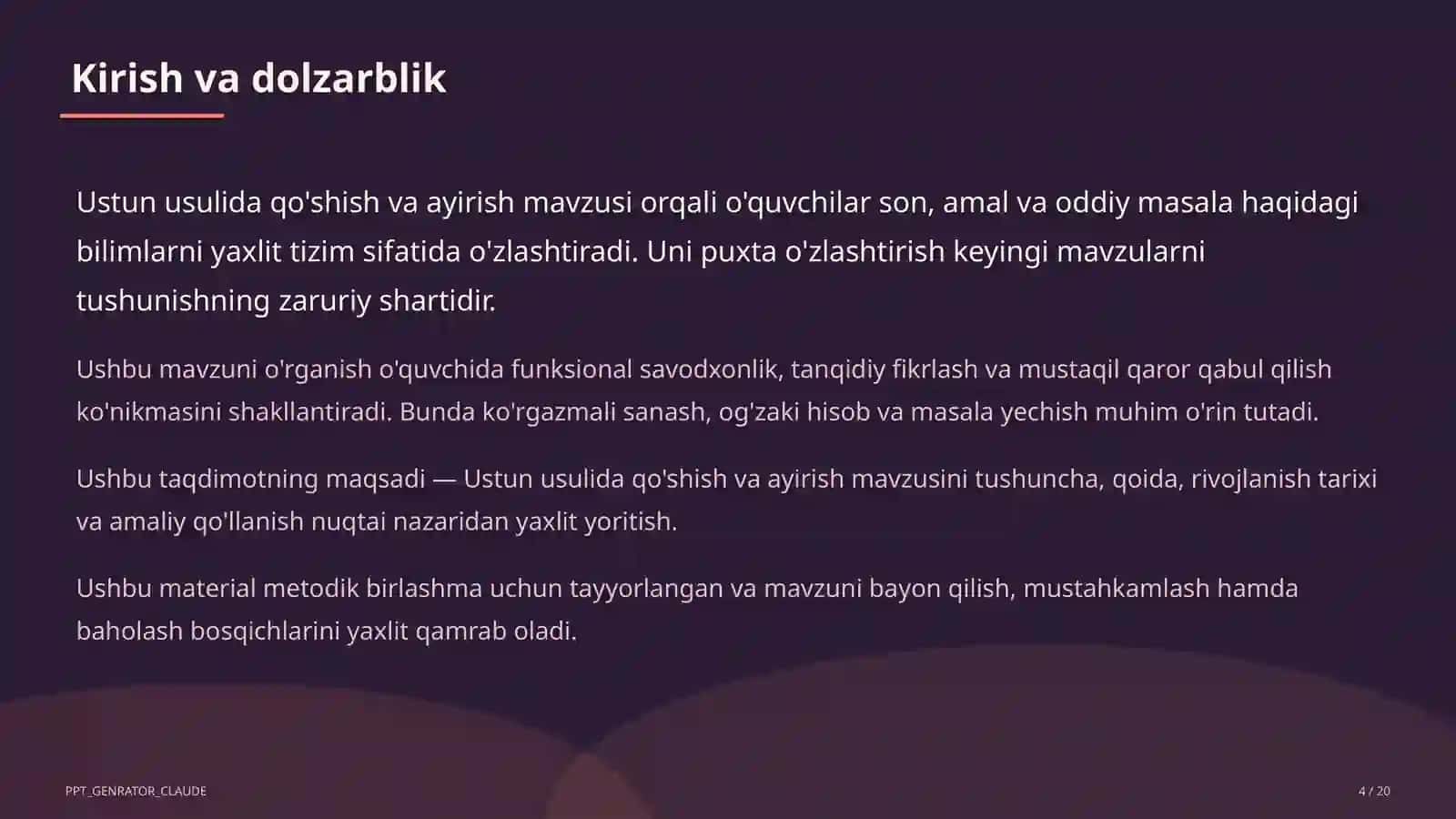 Ustun usulida qo'shish va ayirish (3-sinf) 4