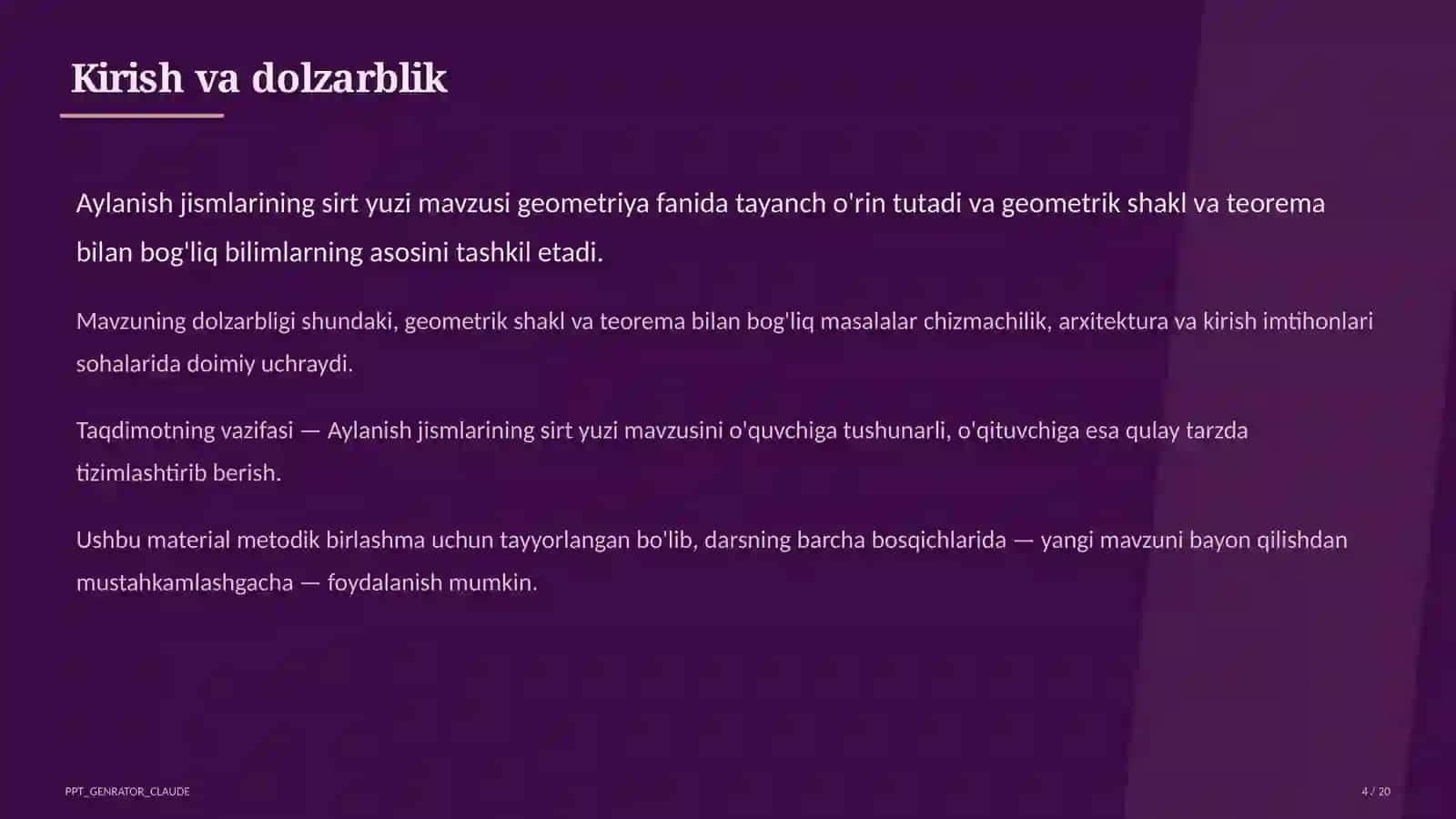 Aylanish jismlarining sirt yuzi (11-sinf) 4