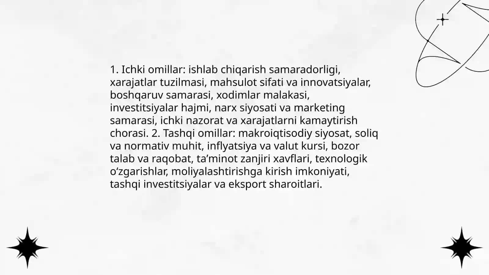 Mamlakatni modernizatsiyalash sharoitida korxona foydasi va uni maksimallashtirish yo‘llari Abdujabborov Fozil 4