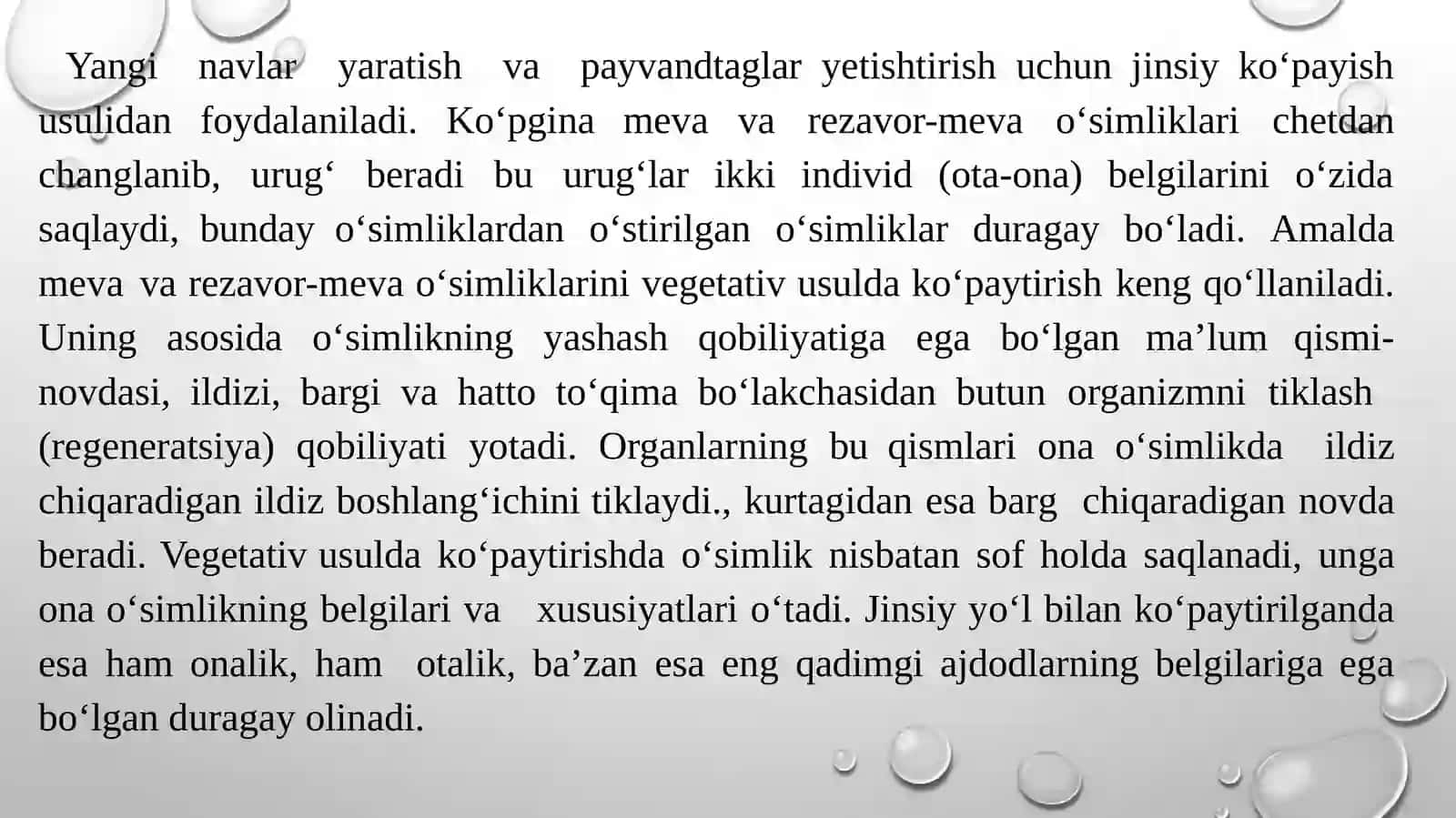 MEVA VA REZAVOR MEVA O’SIMLIKLARINI KUPAYTIRISHNI BIOLOGIK ASOSLARI VA MEVA KO’CHATZORLARINI TASHKIL QILISH 4