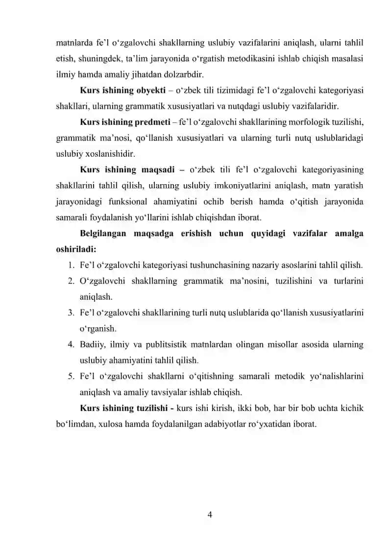 Fel o‘zgalovchi kategoriyasi shakllarining uslubiy xoslanishi 4