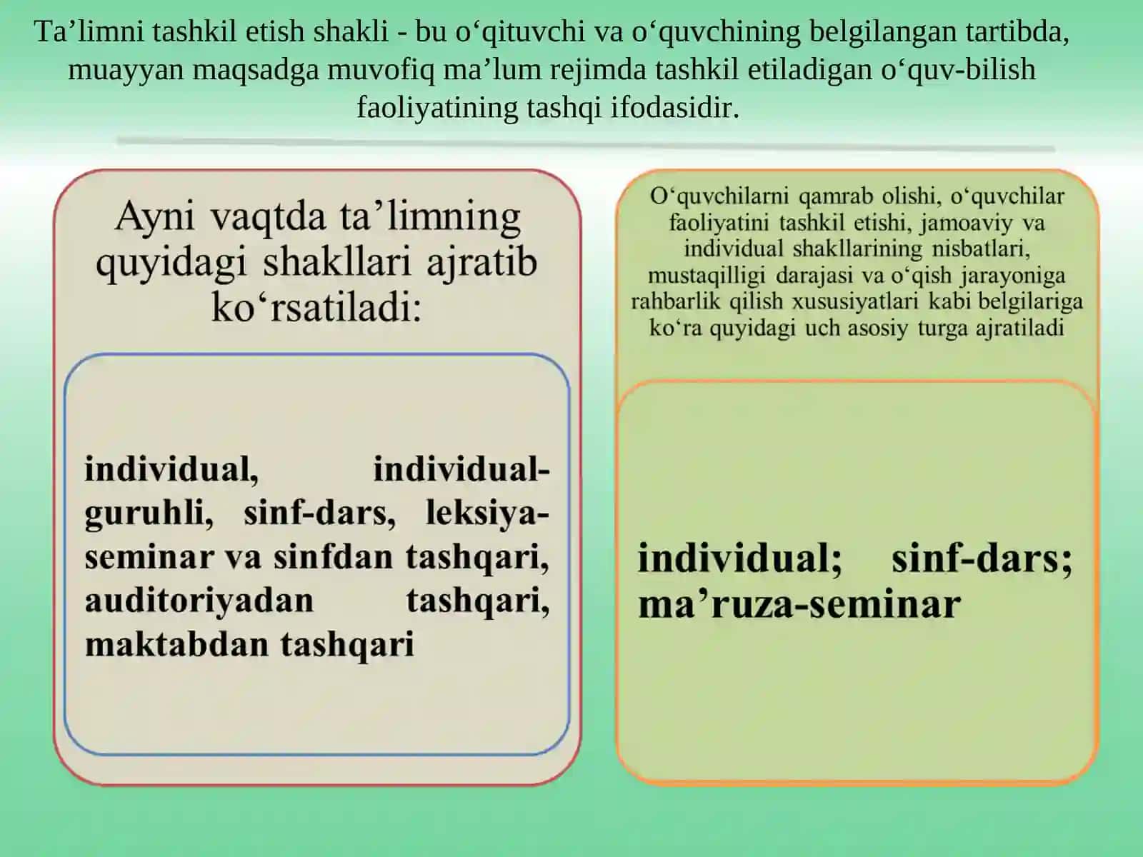 TA’LIMNI TASHKIL ETISH SHAKLLARI 4