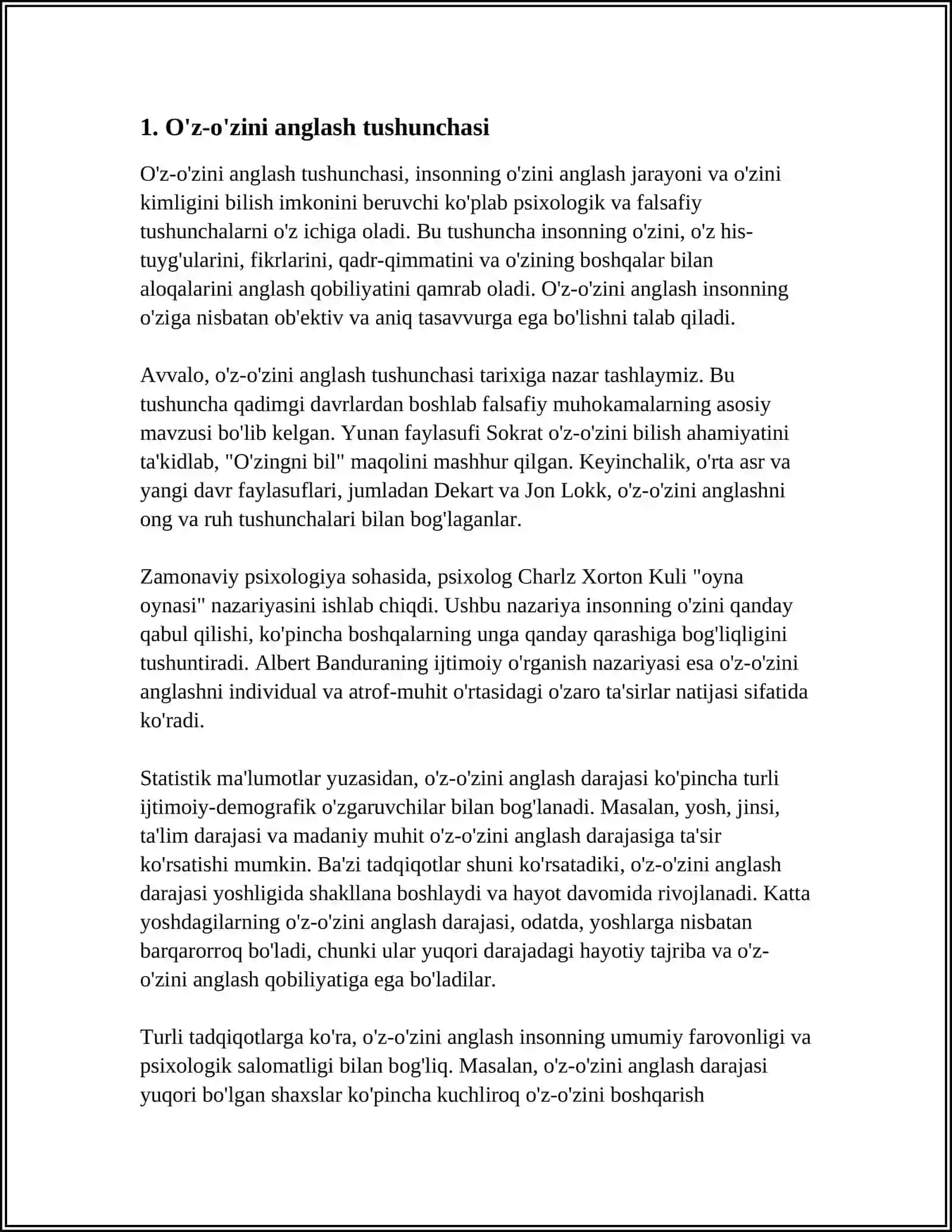 O'Z-O'ZINI ANGLASH PSIXODIAGNOSTIKA OB'EKTI SIFATIDA 4