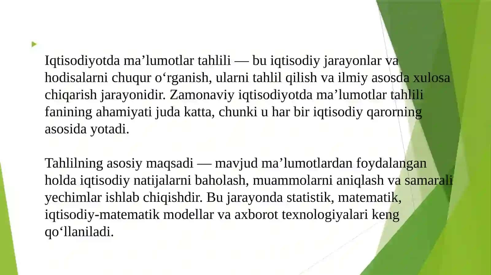 Iqtisodiyotda ma’lumotlar tahlili fani 4
