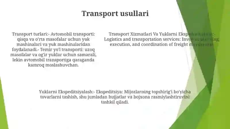 Transport Xizmatlari Va Yuklarni Ekspeditsiyalash 4