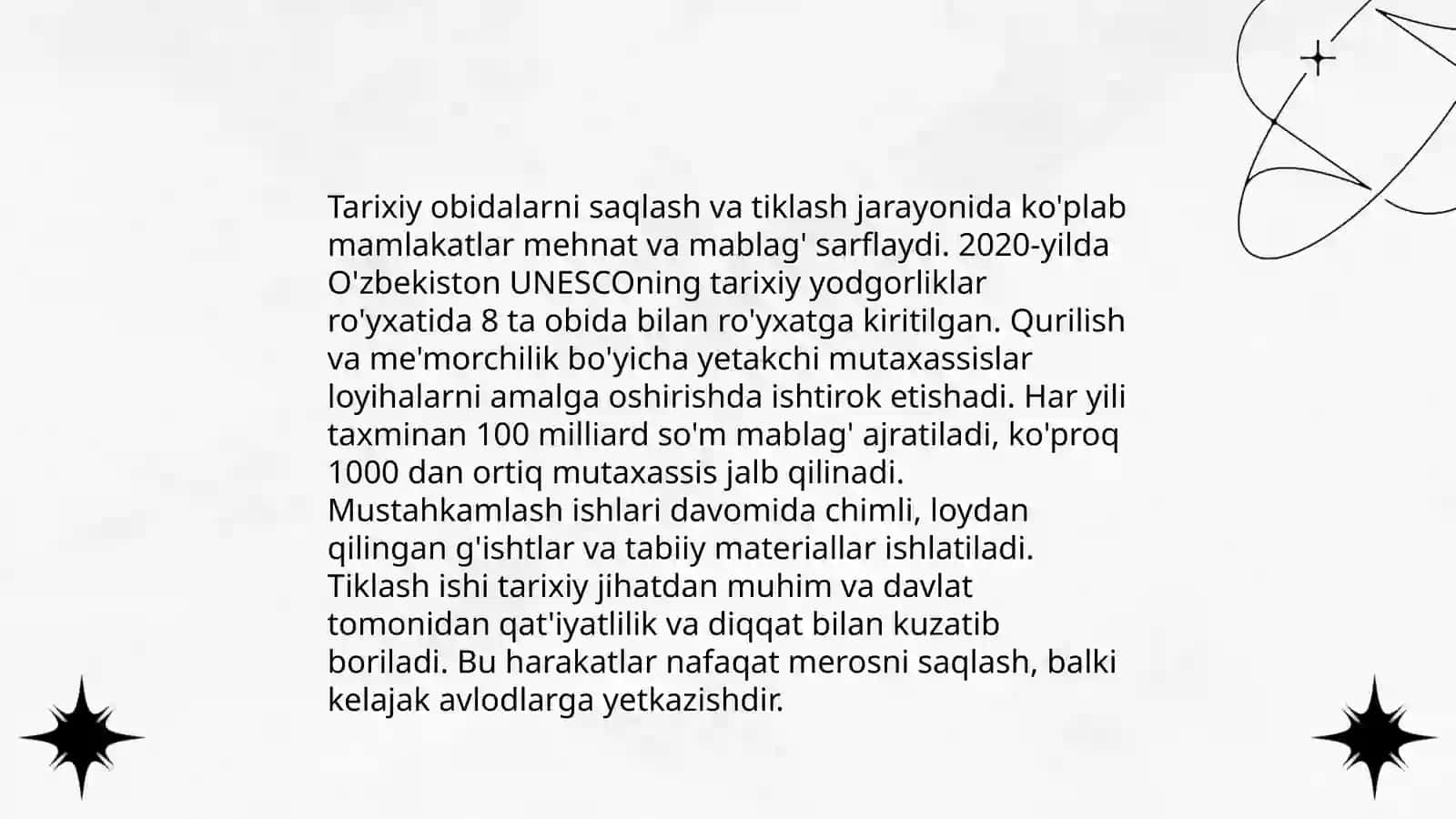 Ozbekistonda milliy qadriyatlar va tarixni tiklash borasida amalga oshirilgan islohotlar 4