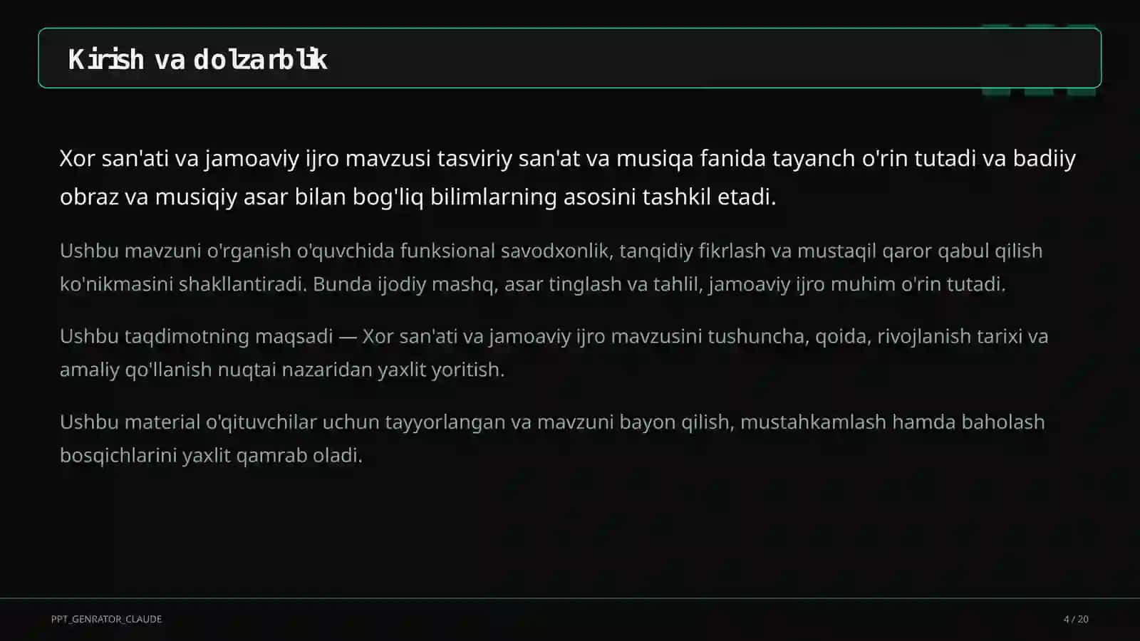 Xor san'ati va jamoaviy ijro (7-sinf) 4