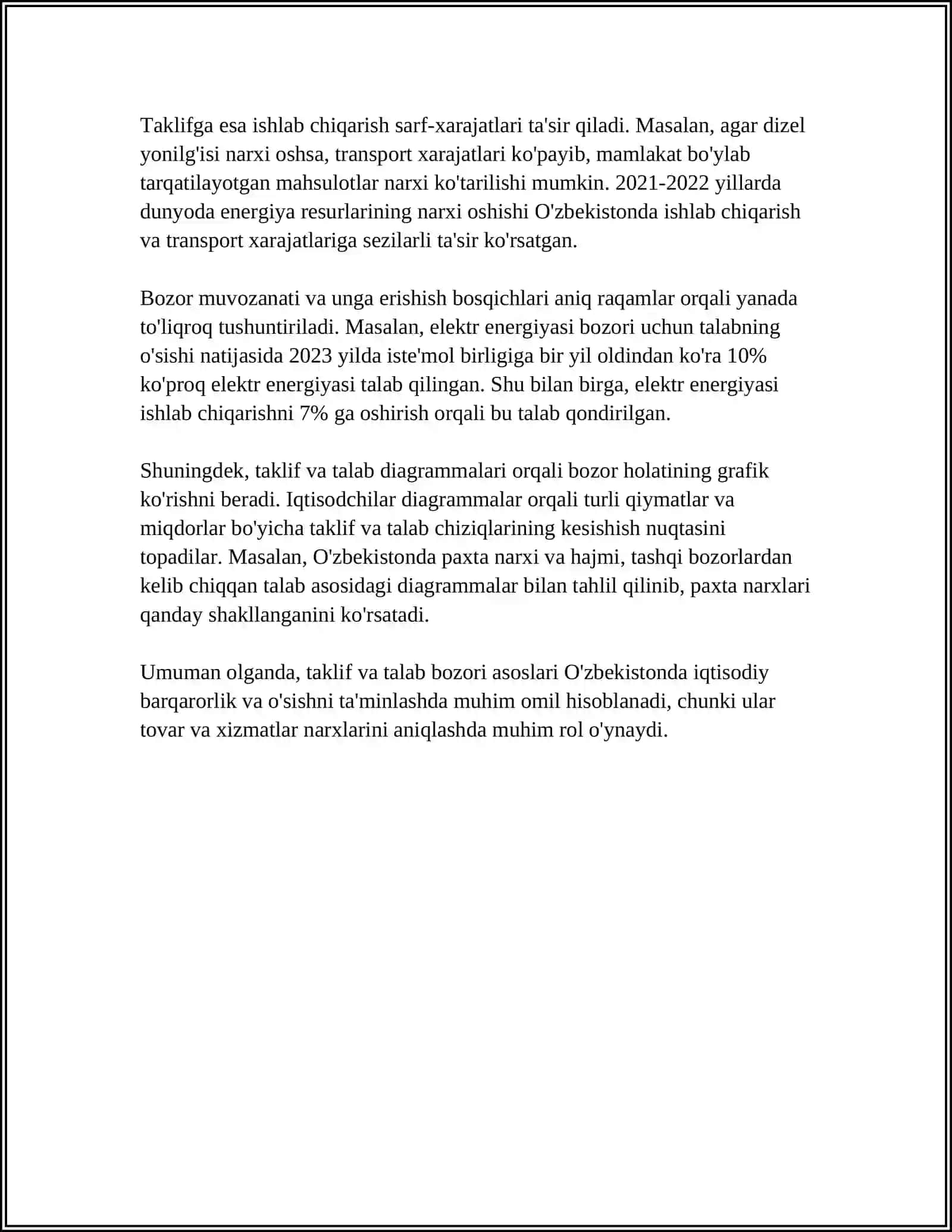 TALAB VA TAKLIF BOZOR MUNOSABATINING DINAMIKASI VA OMILLARI 4