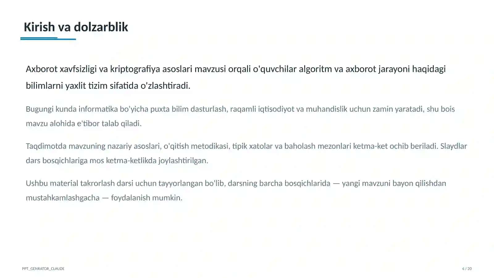 Axborot xavfsizligi va kriptografiya asoslari (10-sinf) 4