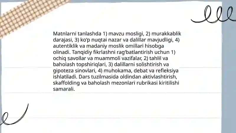 Matn orqali o'quvchilarda tanqidiy fikrlash ko'nikmalarini shakllantirish 4