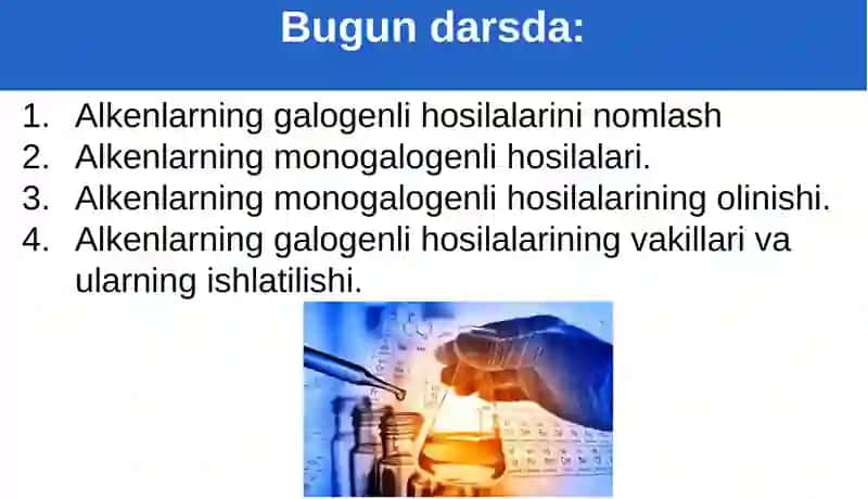 Alkenlarning galogenli hosilalarininomlash 4