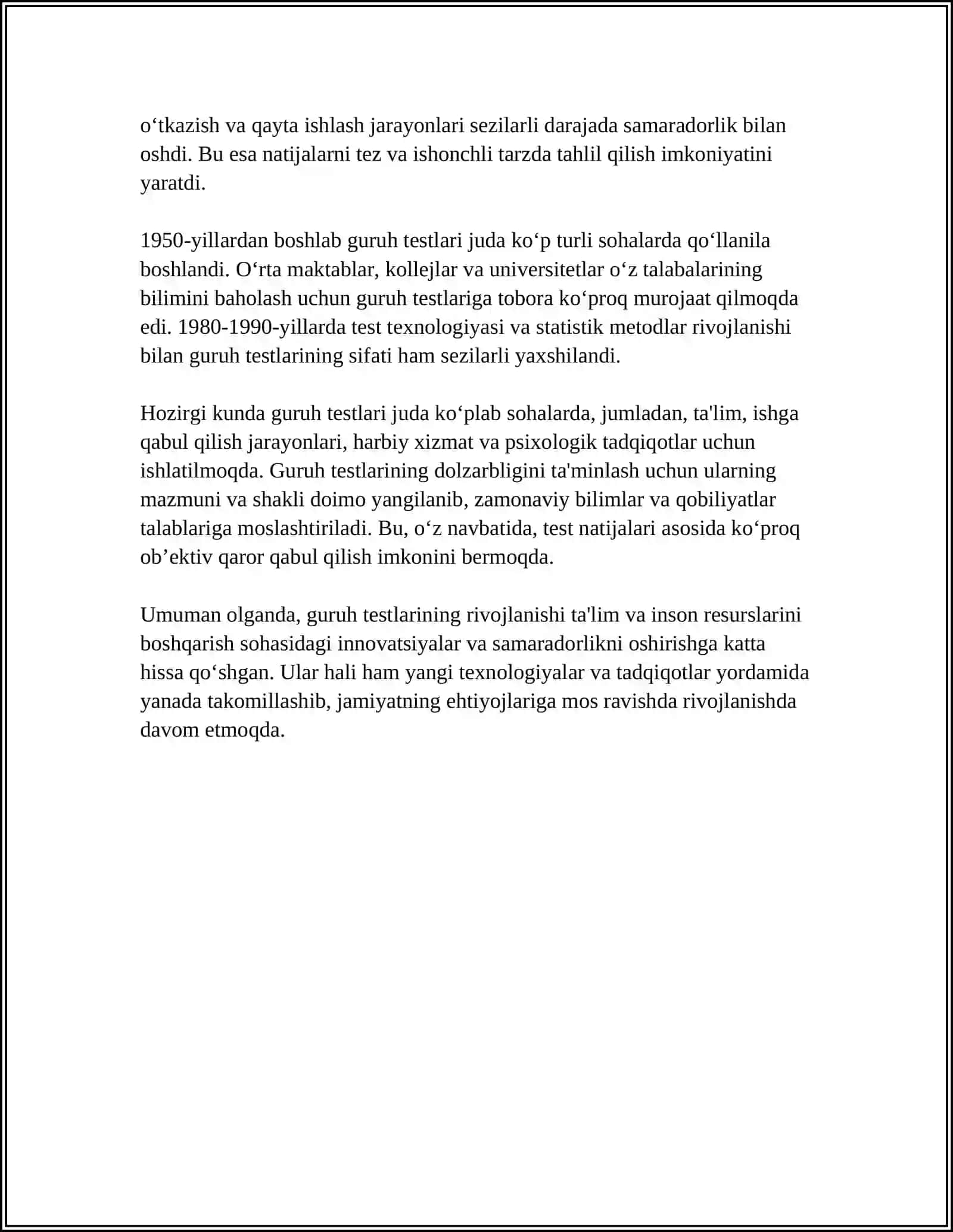 GURUH TESTLARI VA ULARNING QO‘LLANISHI 4