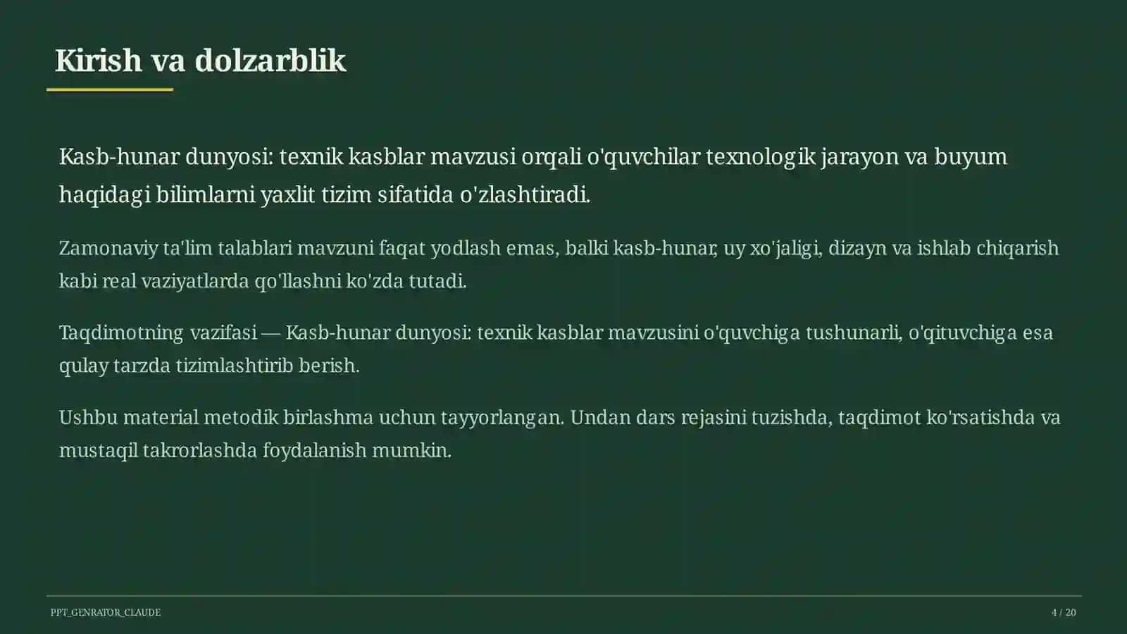 Kasb-hunar dunyosi: texnik kasblar (9-sinf) 4