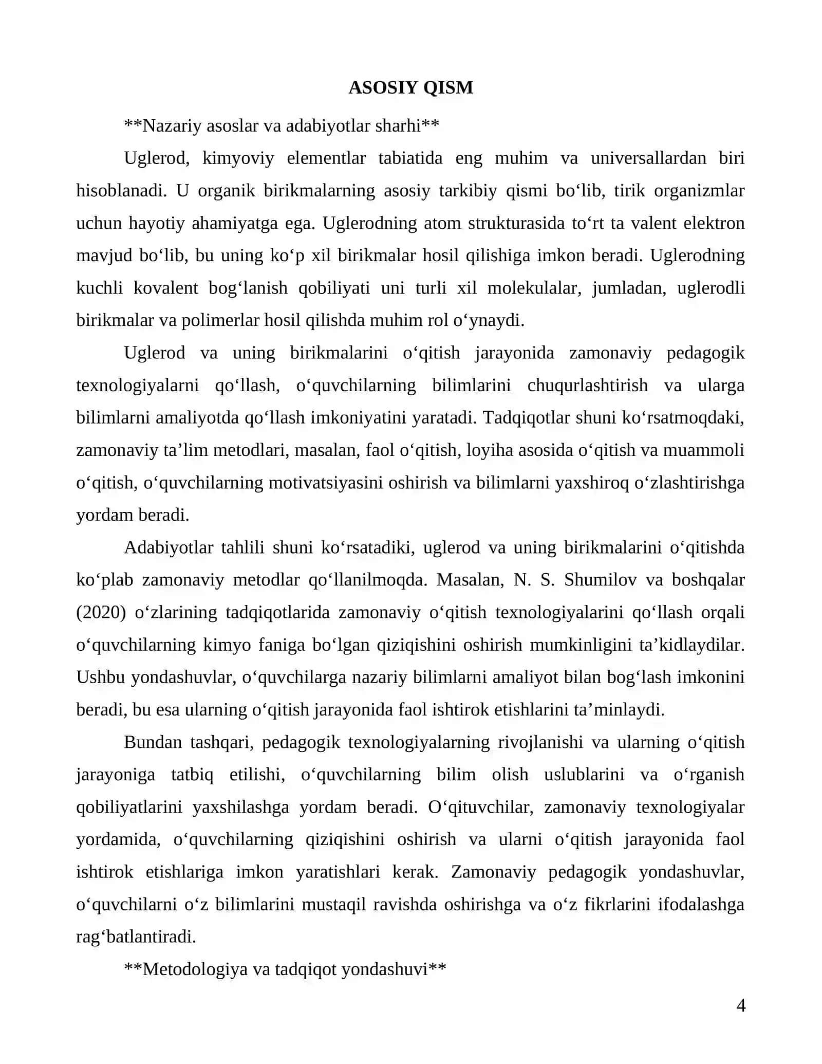 Uglerod va uning birikmalarini o'qitishda zamonaviy texnologiyalar 4